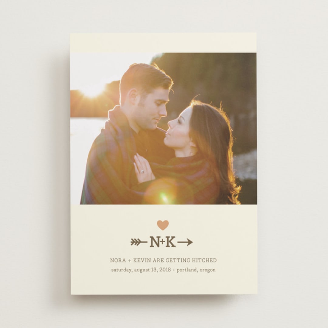 "Love Struck" - Save the Dates in Peach by The Social Type - Front