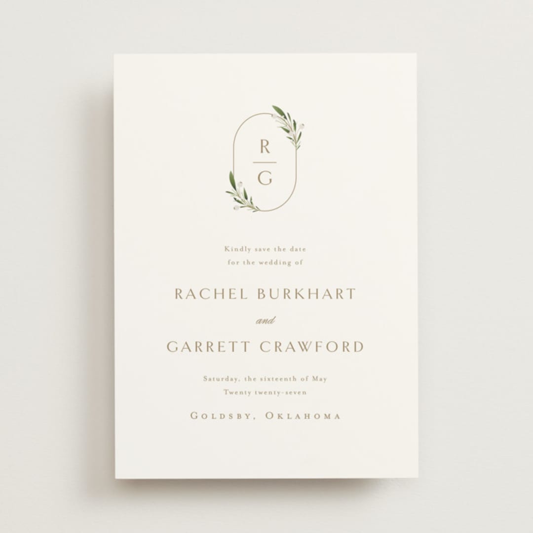 "Soft Sprigs" - Save the Dates in Champagne by Jennifer Postorino - Front