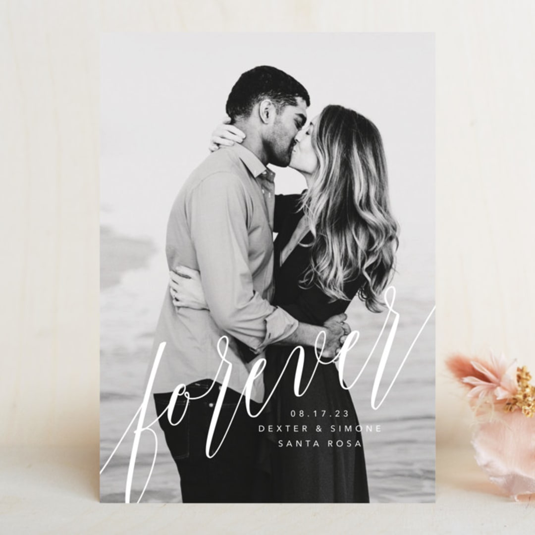 "forever with you" - Save the Dates in Linen by Lori James - Front