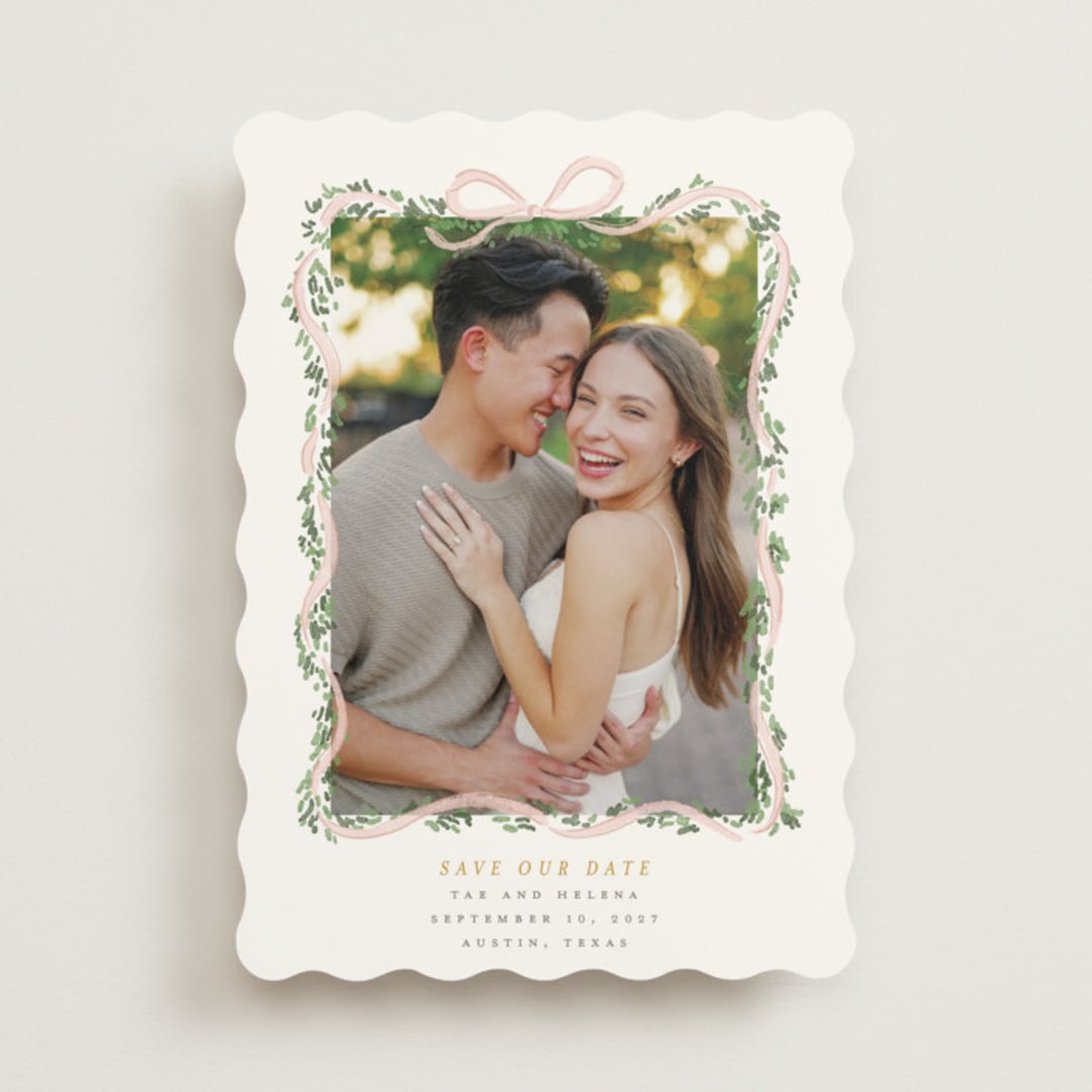 "Ribbonly Frame" - Save the Dates in Blush by Itsy Belle Studio - Front