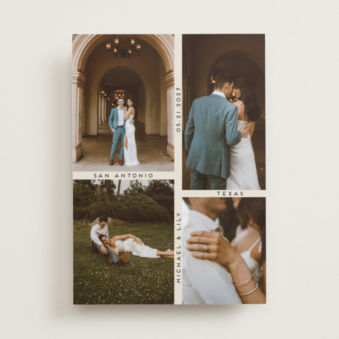 "Grid" - Save the Dates in Ecru by Morgan Kendall - Front