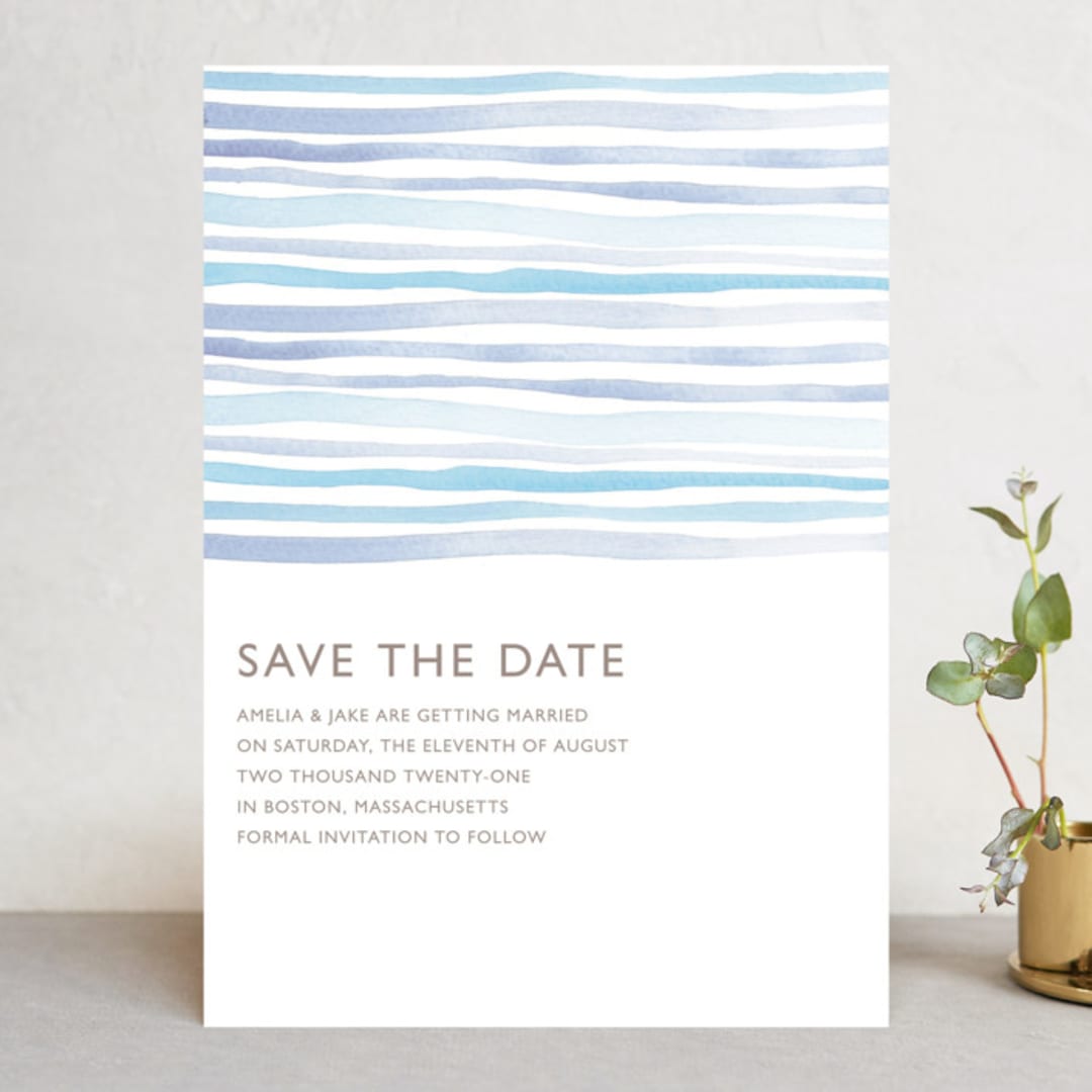 "Horizon" - Save the Dates in Light Cornflower by Dean Street - Front
