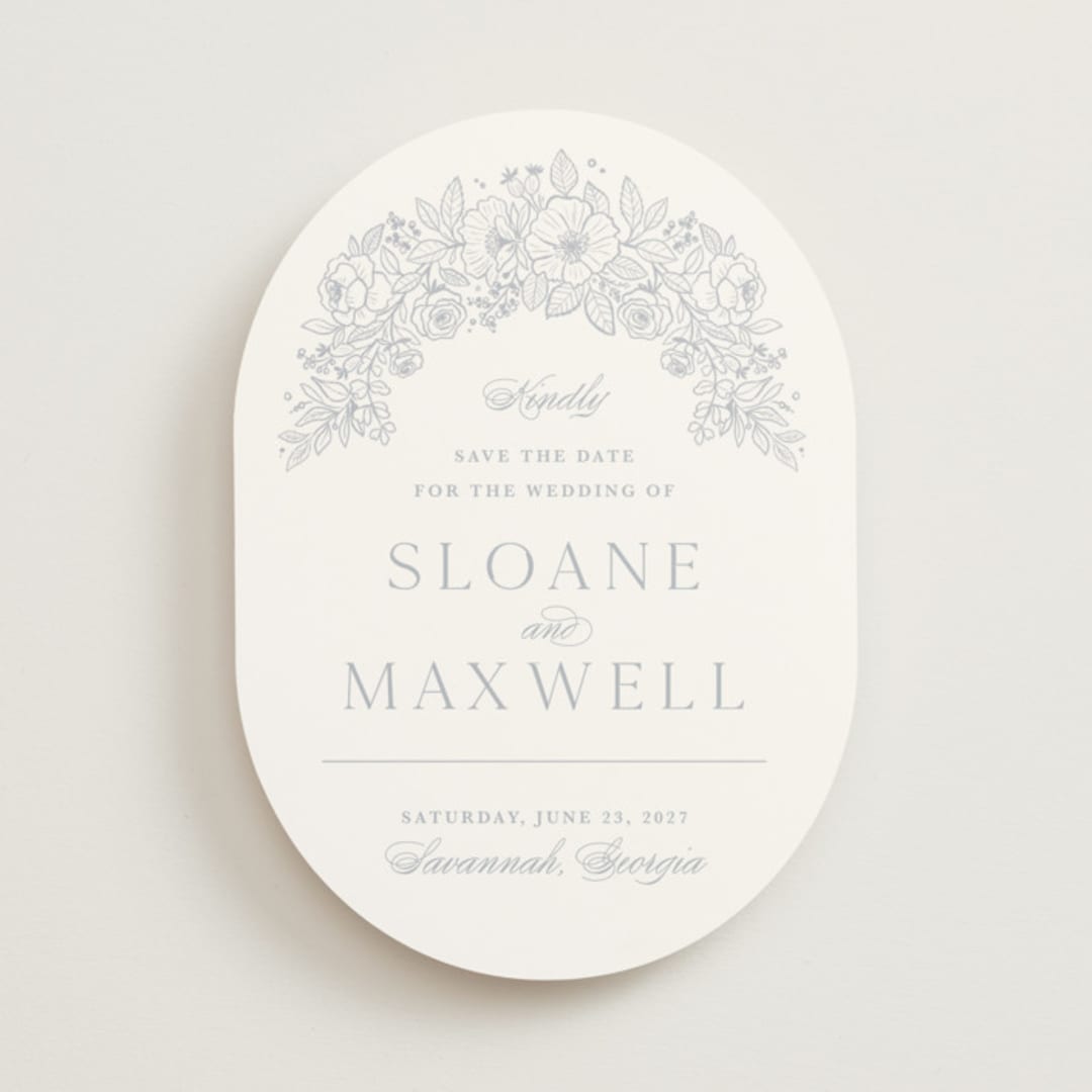 "Wild Roses" - Save the Dates in Powder Blue by Kristen Smith - Front