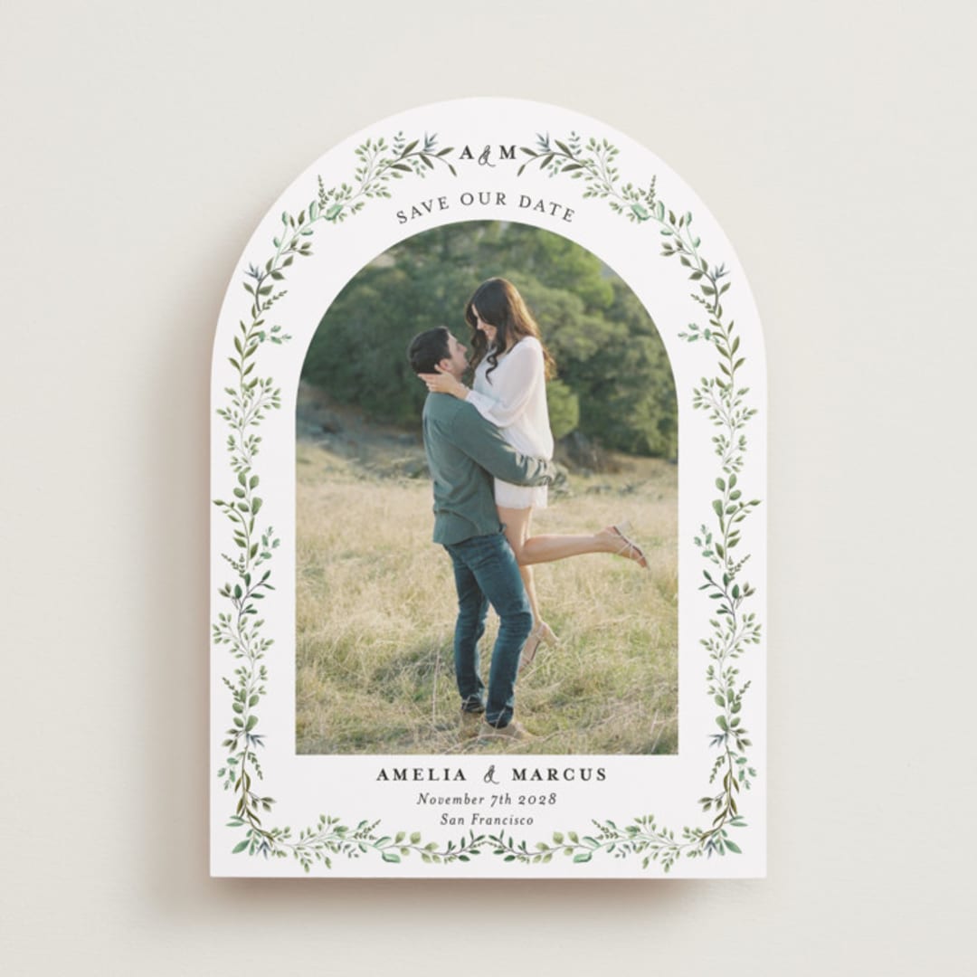 "Monogramed Arch" - Save the Dates in Mojito by Susan Moyal - Front