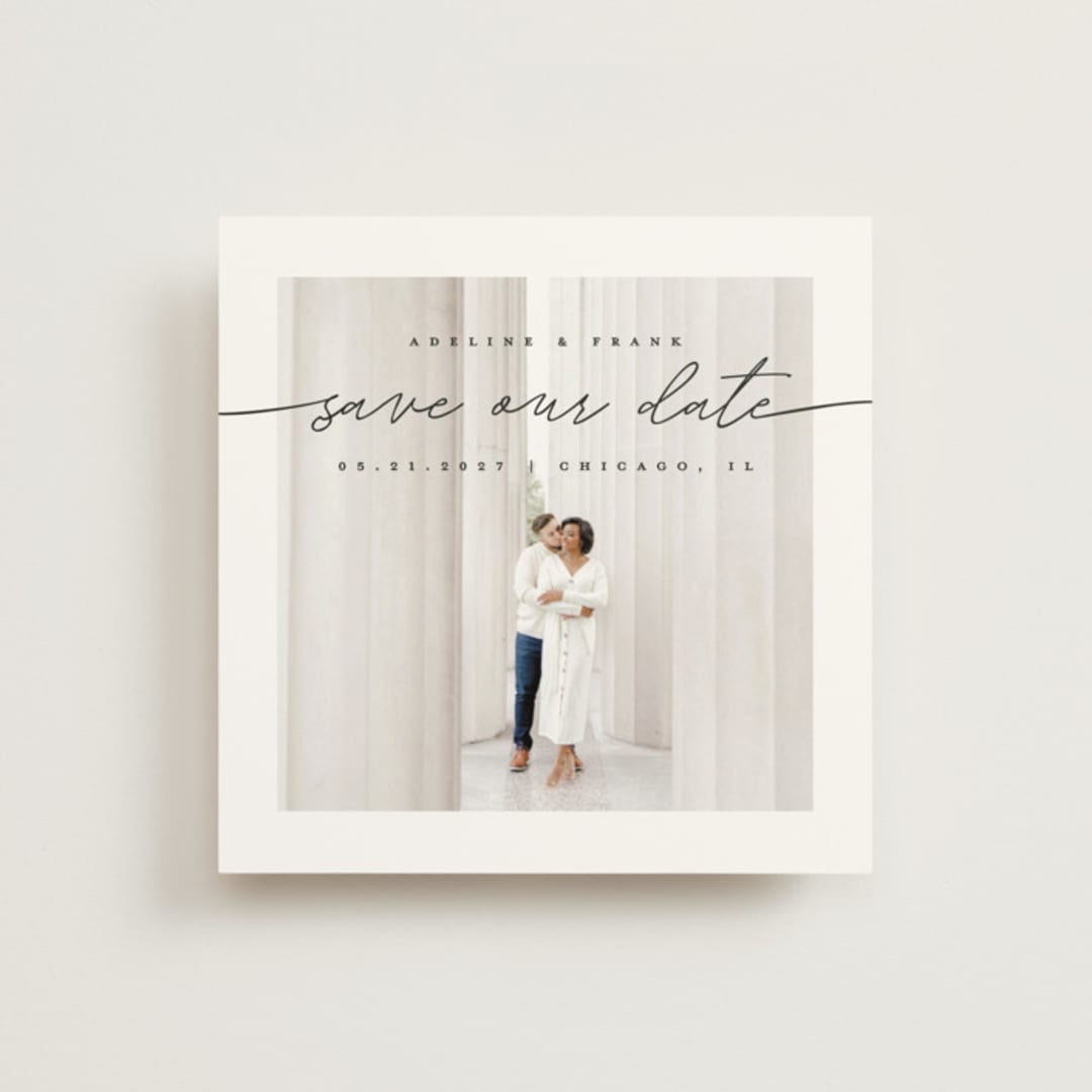 "Simple Details" - Save the Dates in Tuxedo by Pixel and Hank - Front