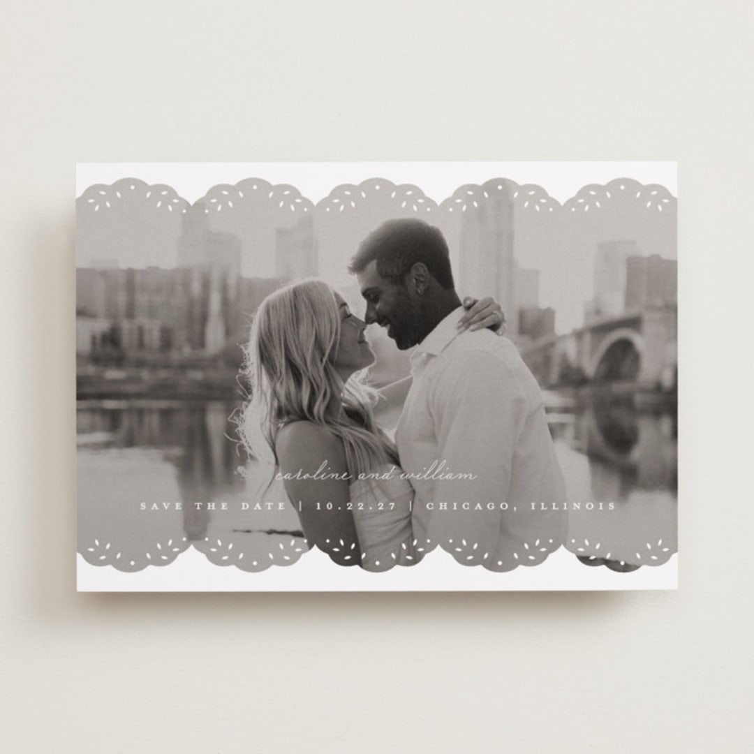 "Luxe Lace" - Save the Dates in Snow by Lauren Chism - Front