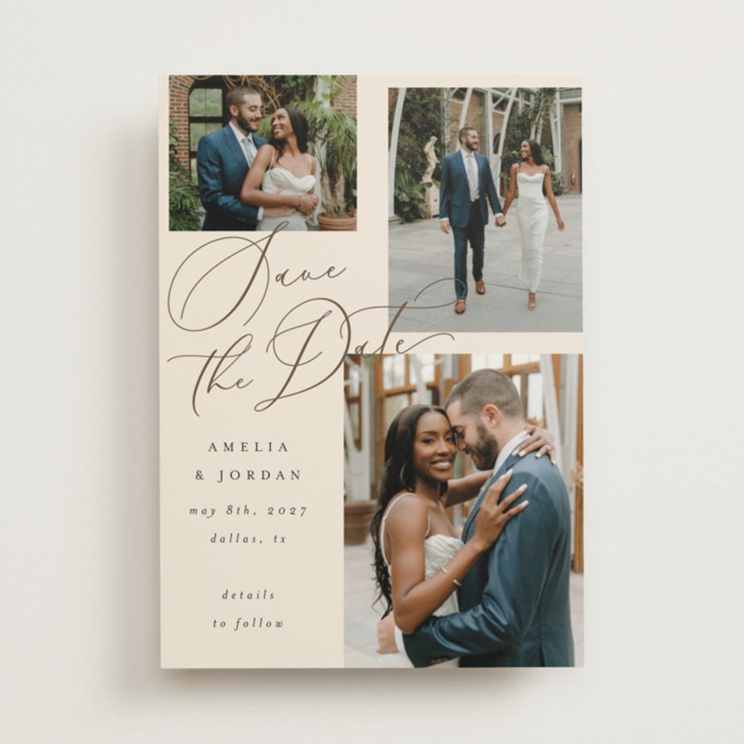 "Whimsy" - Save the Dates in Ecru by AK Graphics - Front