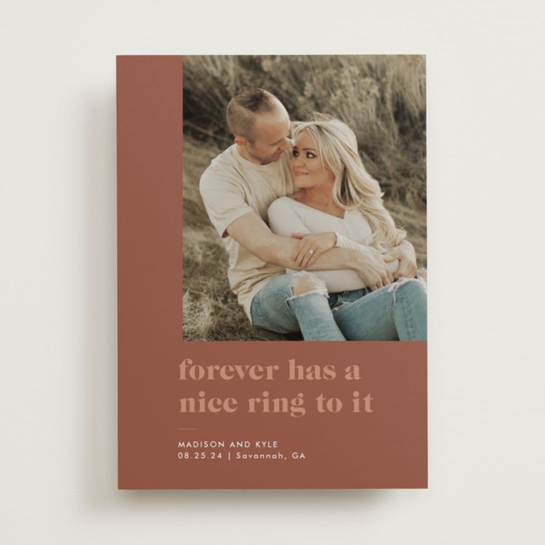 "Nice Ring" - Save the Dates in Cinnamon by Sarah Brown - Front