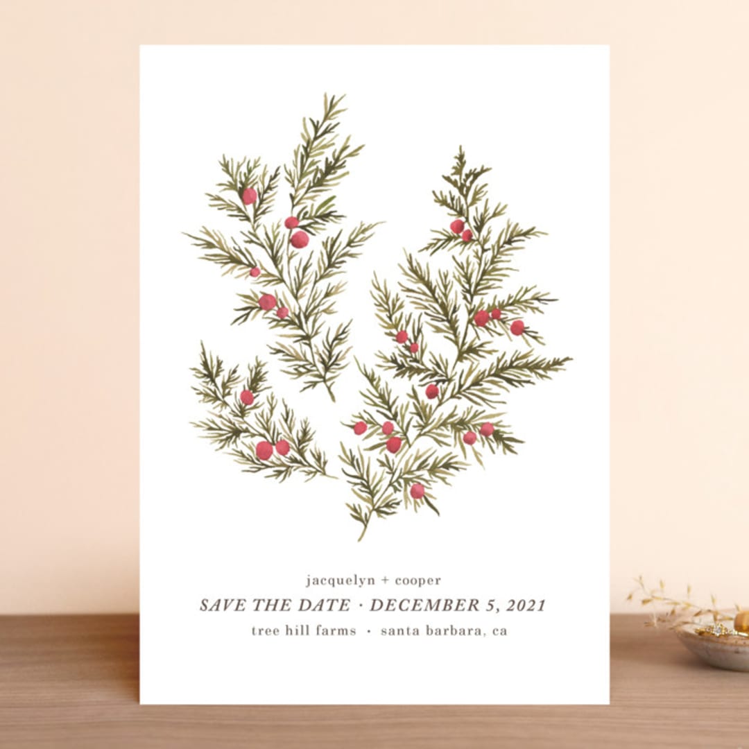"Botanical No. 4" - Save the Dates in Holly by Wildfield Paper Co - Front