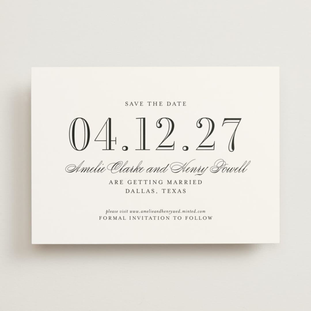 "Hepburn" - Save the Dates in Tuxedo by Megan Davis - Front
