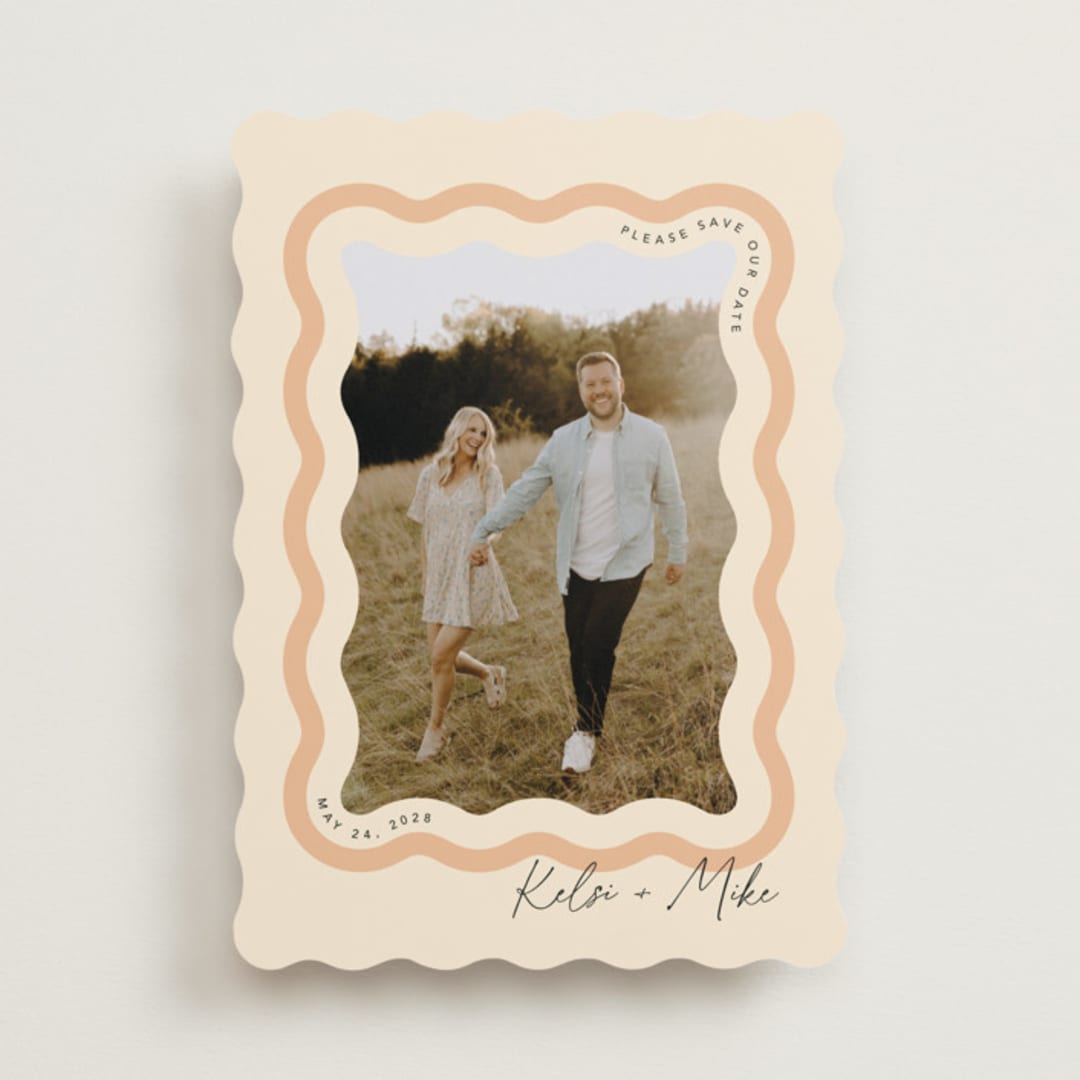"Wavy" - Save the Dates in Seashell by Robert and Stella - Front