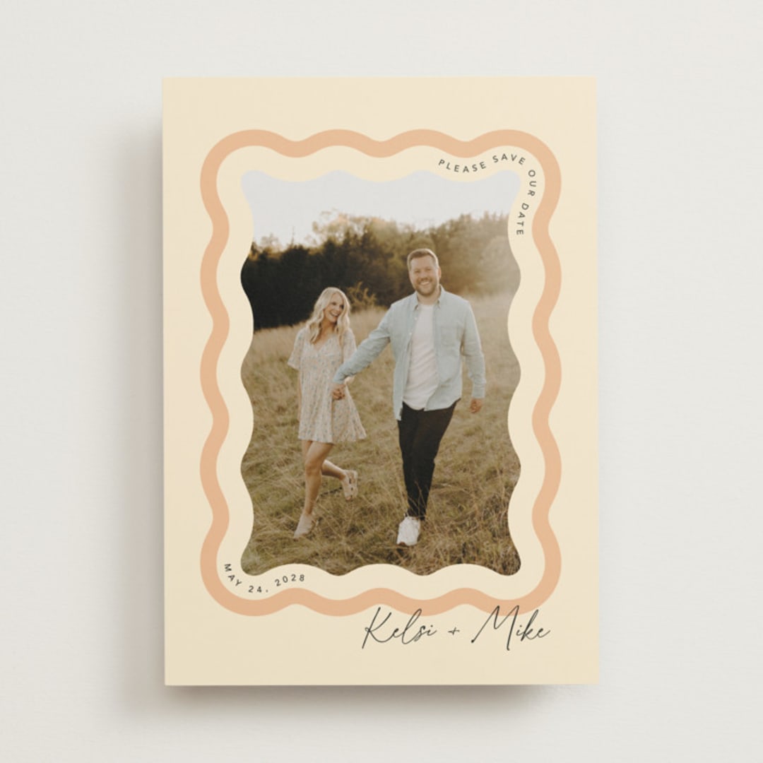 "Wavy" - Save the Dates in Seashell by Robert and Stella - Front