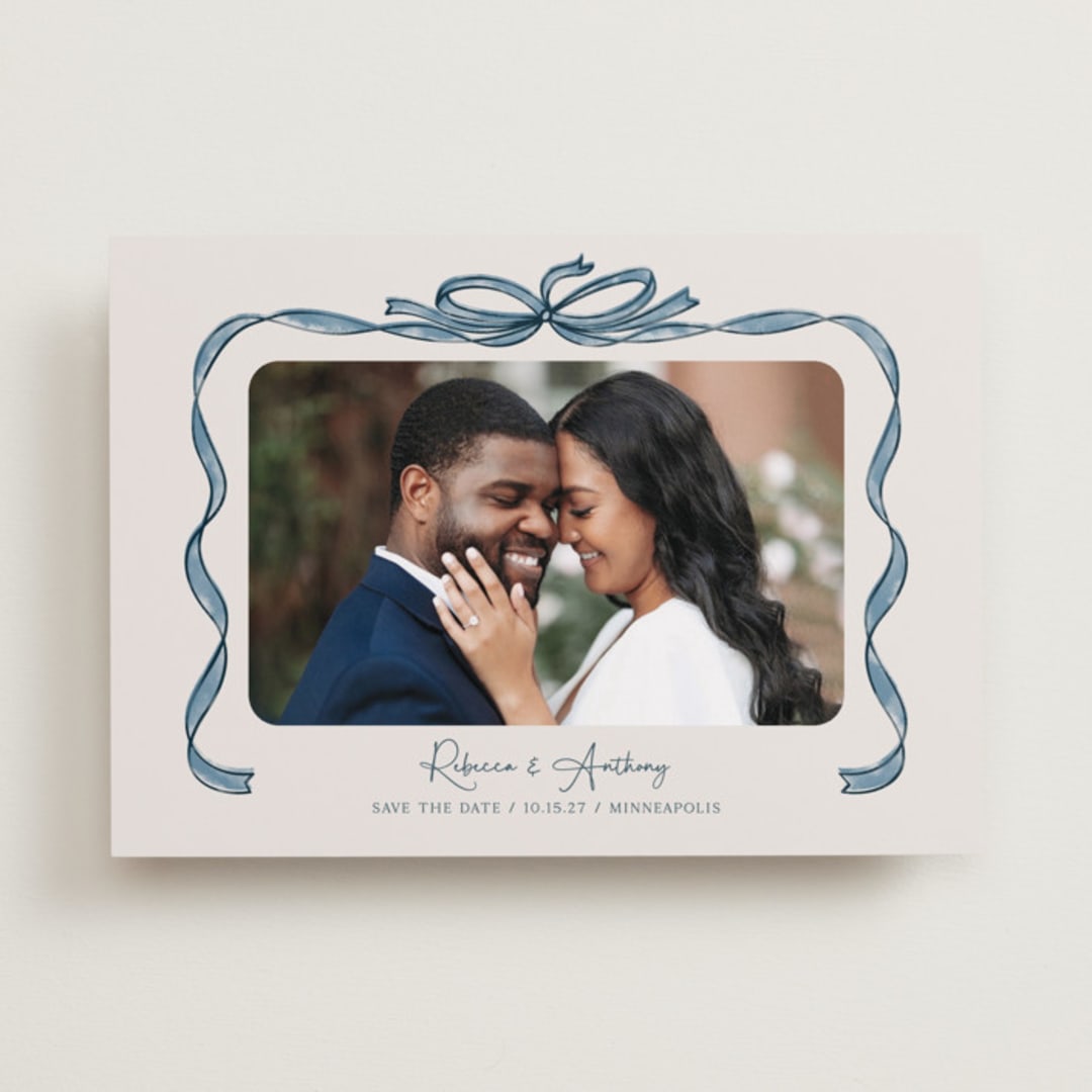 "Tied Together" - Save the Dates in Blueberry by Paper Sun Studio - Front
