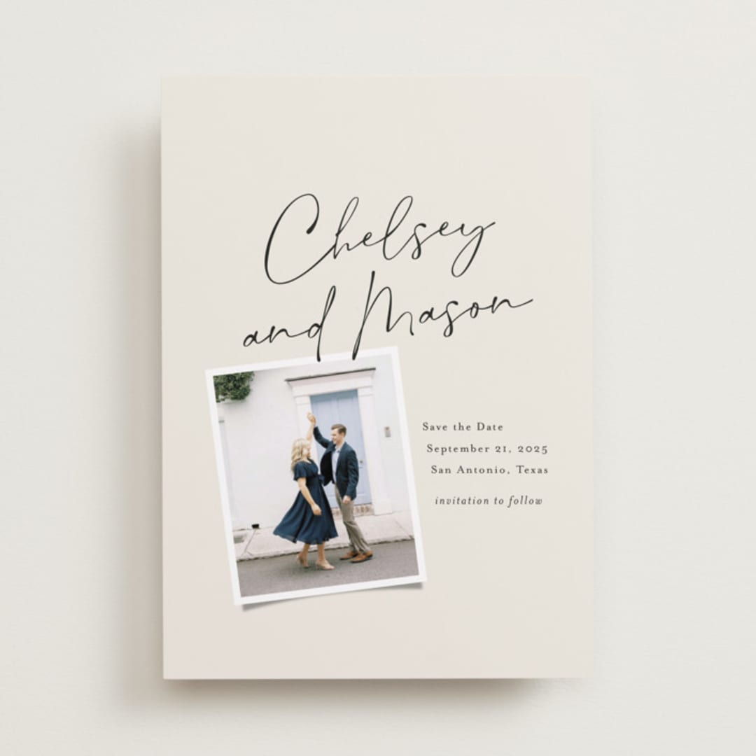 "Chelsey" - Save the Dates in Bone by Sandra Picco Design - Front