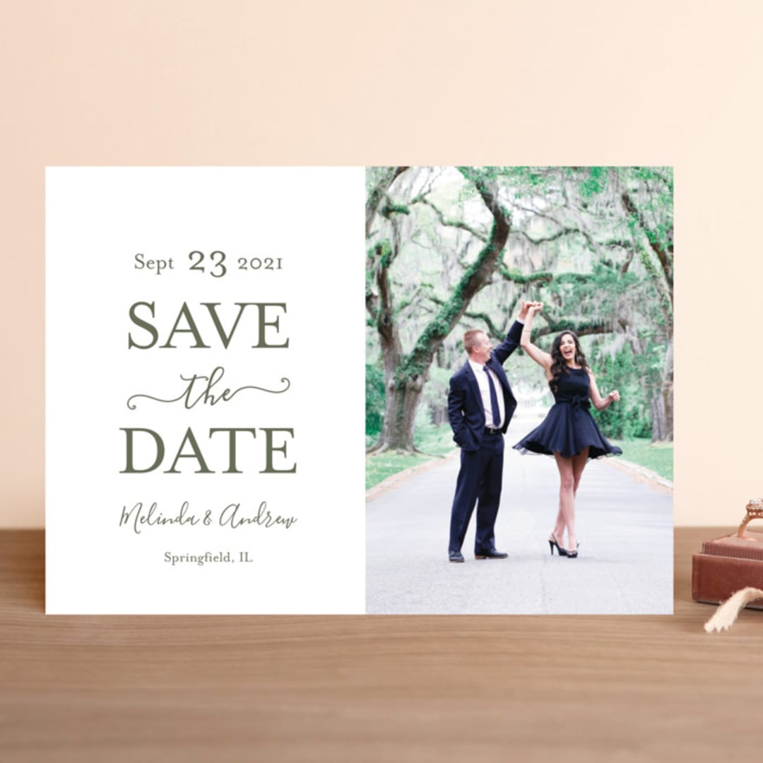 "Elegant Save" - Save the Dates in Moss by raven erebus - Front