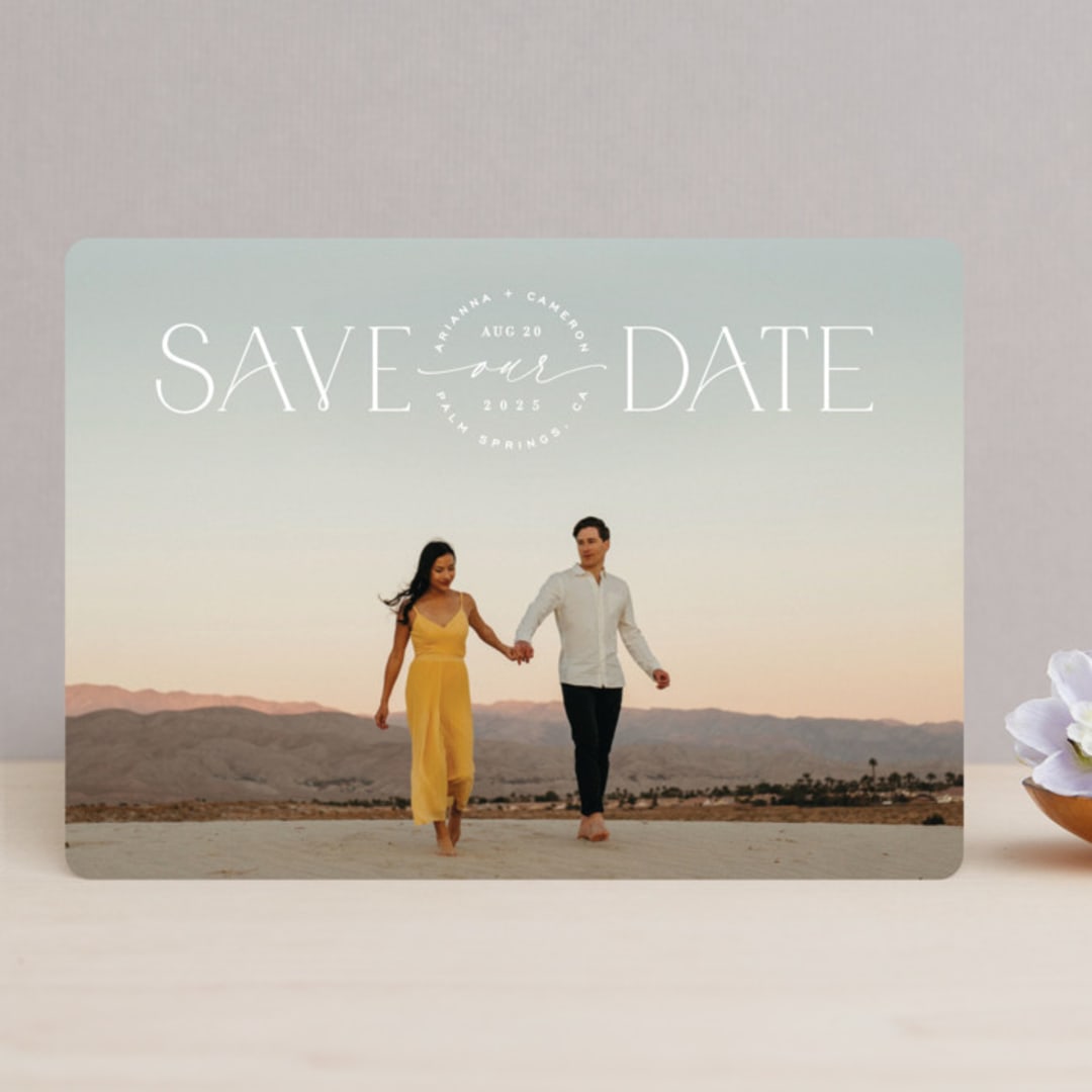 "On The Horizon" - Save the Dates in Chantilly Lace by Hooray Creative - Front