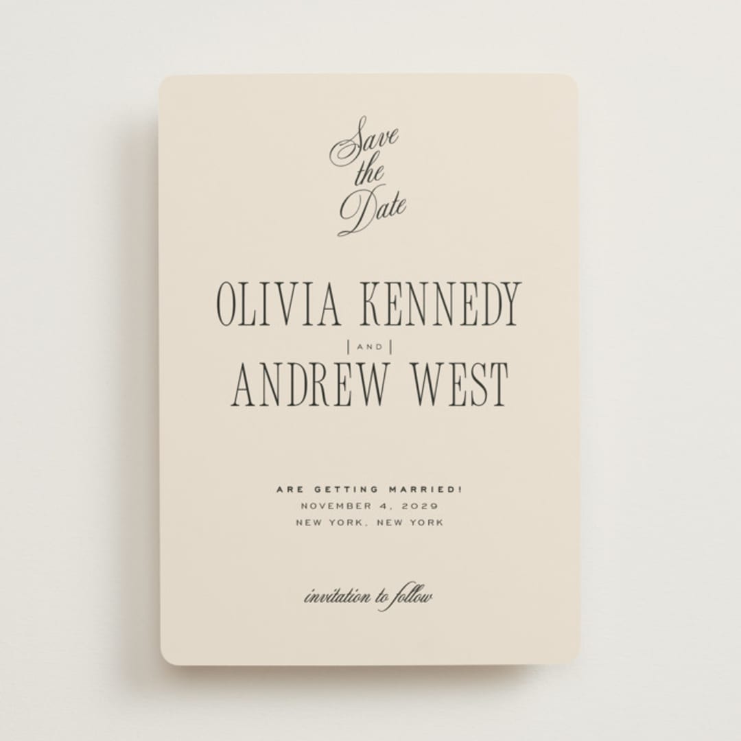 "Modern Romance" - Save the Dates in Almond by Eric Clegg - Front