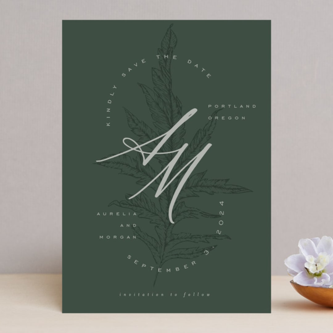 "Forever" - Save the Dates in Basil by Leah Bisch - Front