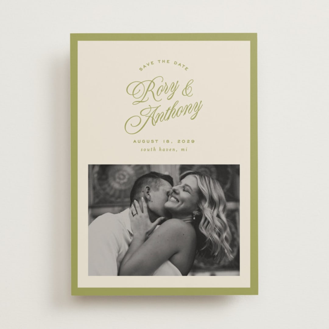 "rory" - Save the Dates in Olive by Ellen Schlegelmilch - Front