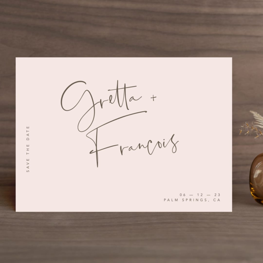 "Oversized" - Save the Dates in Rosewater by Mere Paper - Front