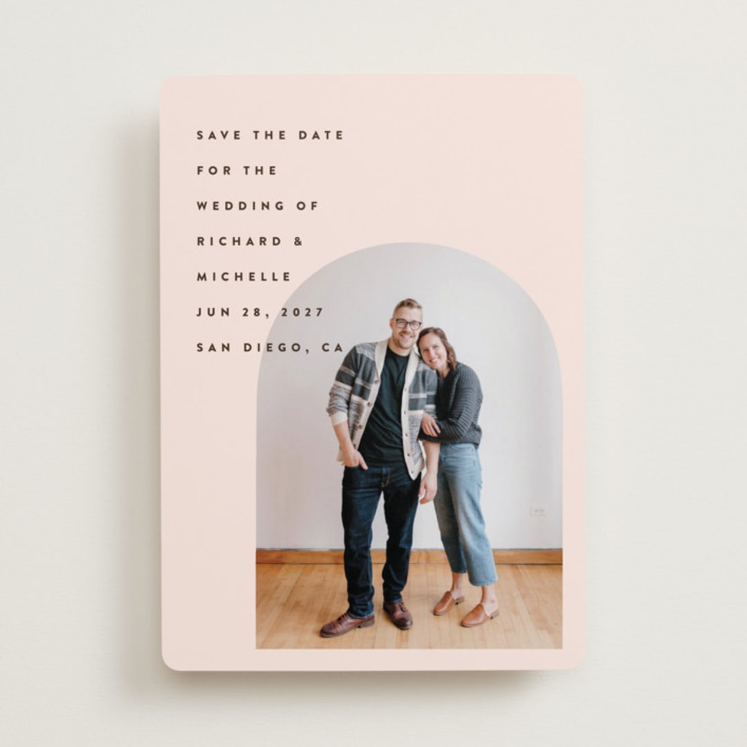 "Minimalist Pop" - Save the Dates in Blush by Katie Zimpel - Front