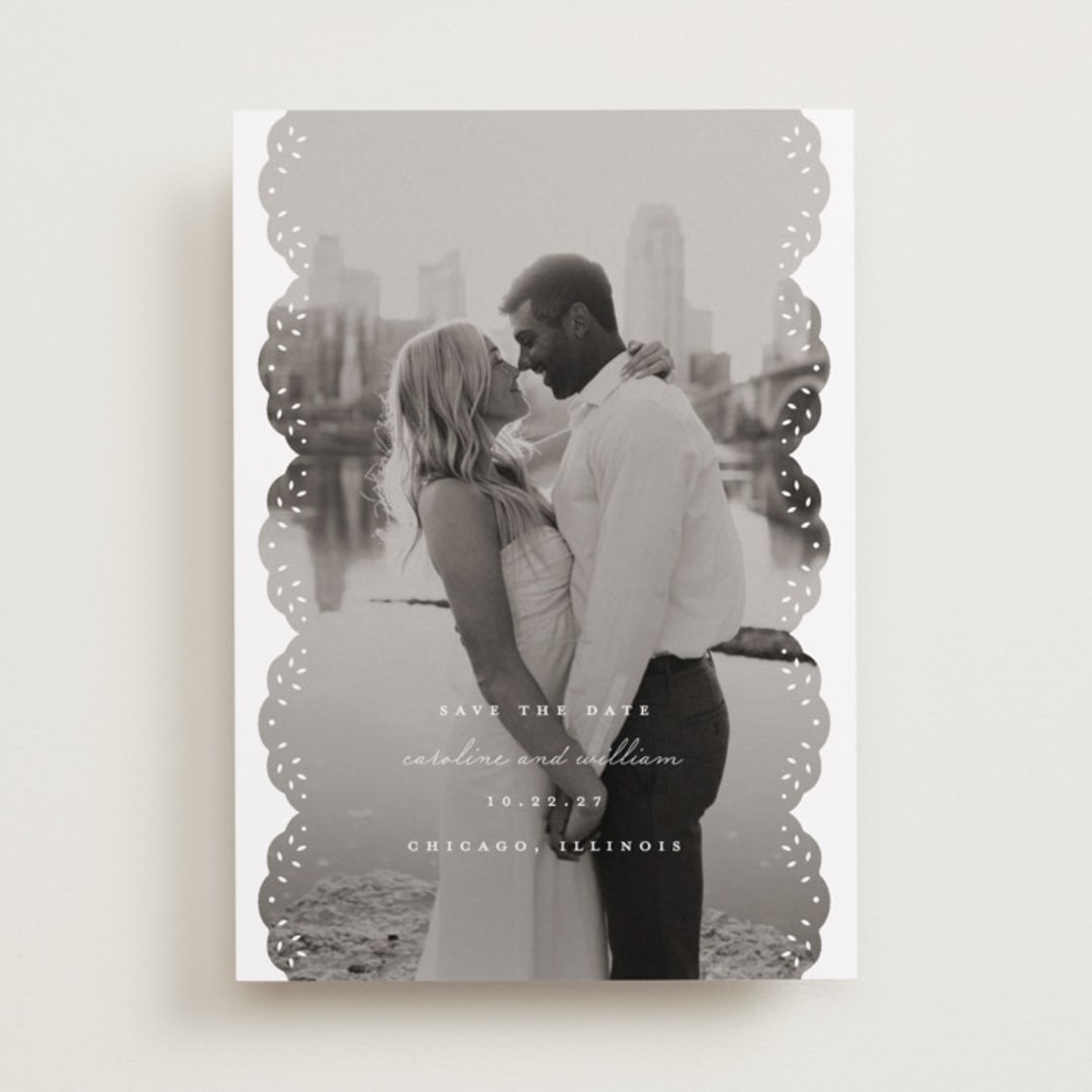 "Luxe Lace" - Save the Dates in Snow by Lauren Chism - Front