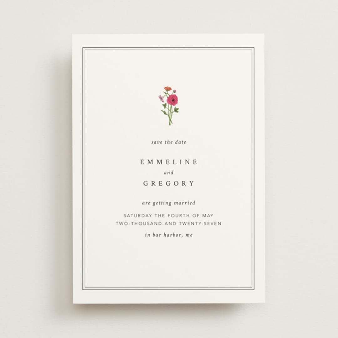 "Formal Florals" - Save the Dates in Classic by Bramble Studio - Front