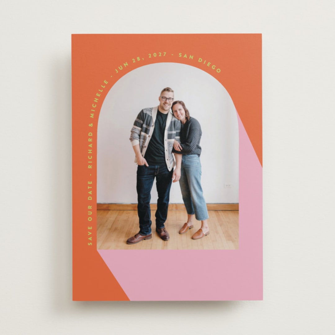"Pop Art" - Save the Dates in Tangerine by Katie Zimpel - Front