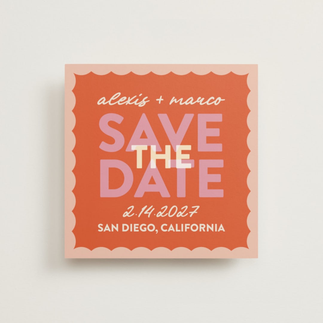 "Save the Scallops" - Save the Dates in Peach by Carolyn Hunt - Front