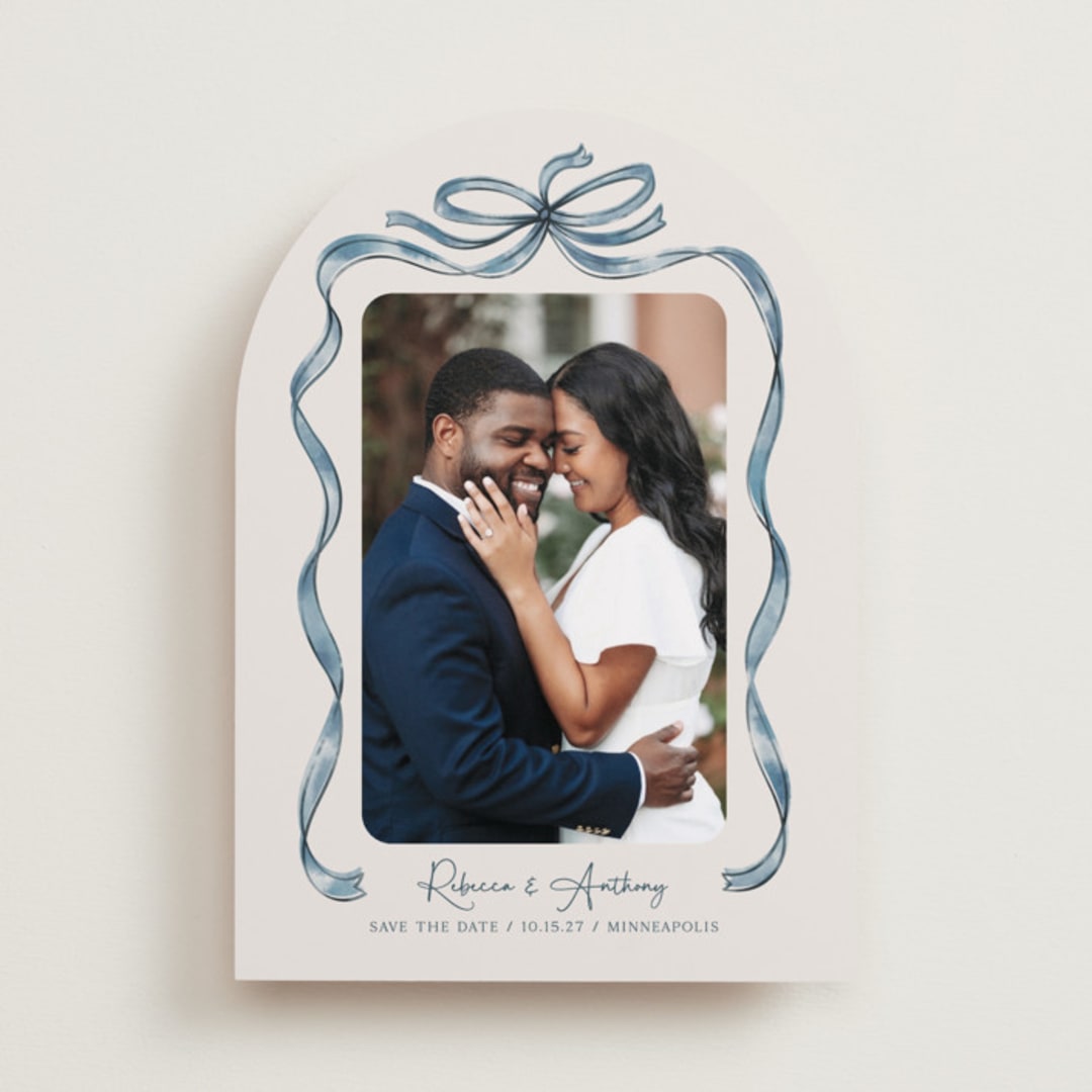 "Tied Together" - Save the Dates in Blueberry by Paper Sun Studio - Front