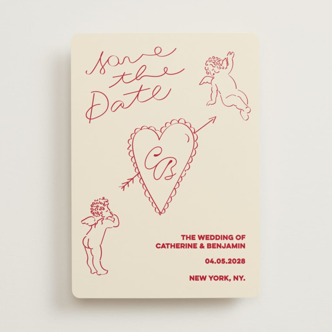"Crazy Little Thing Called Love" - Save the Dates in Cream by Helena Vitto - Front