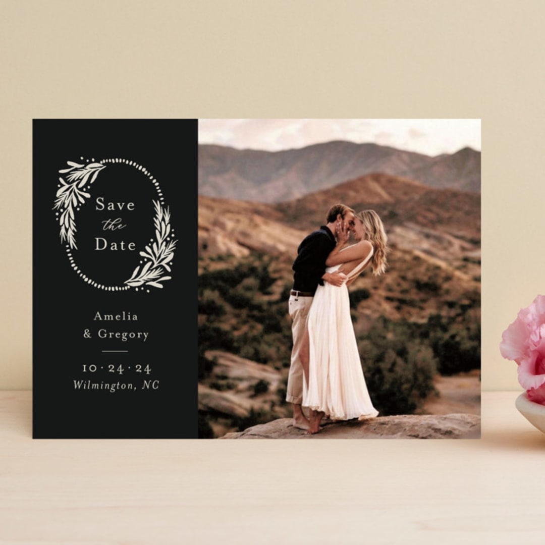 "Heirloom Wreath" - Save the Dates in Ink by Laura Hankins - Front