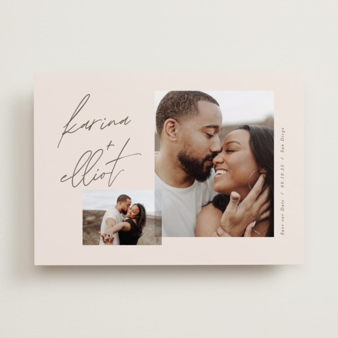 "Scripted Names" - Save the Dates in Cream by Brandy Folse - Front