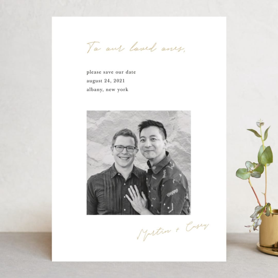 "Written Reminder" - Save the Dates in Golden by Katy Shen - Front