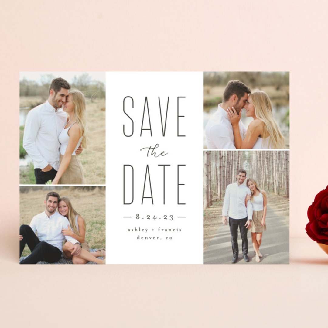 "Tall Love" - Save the Dates in Charcoal by Brianne Larsen - Front