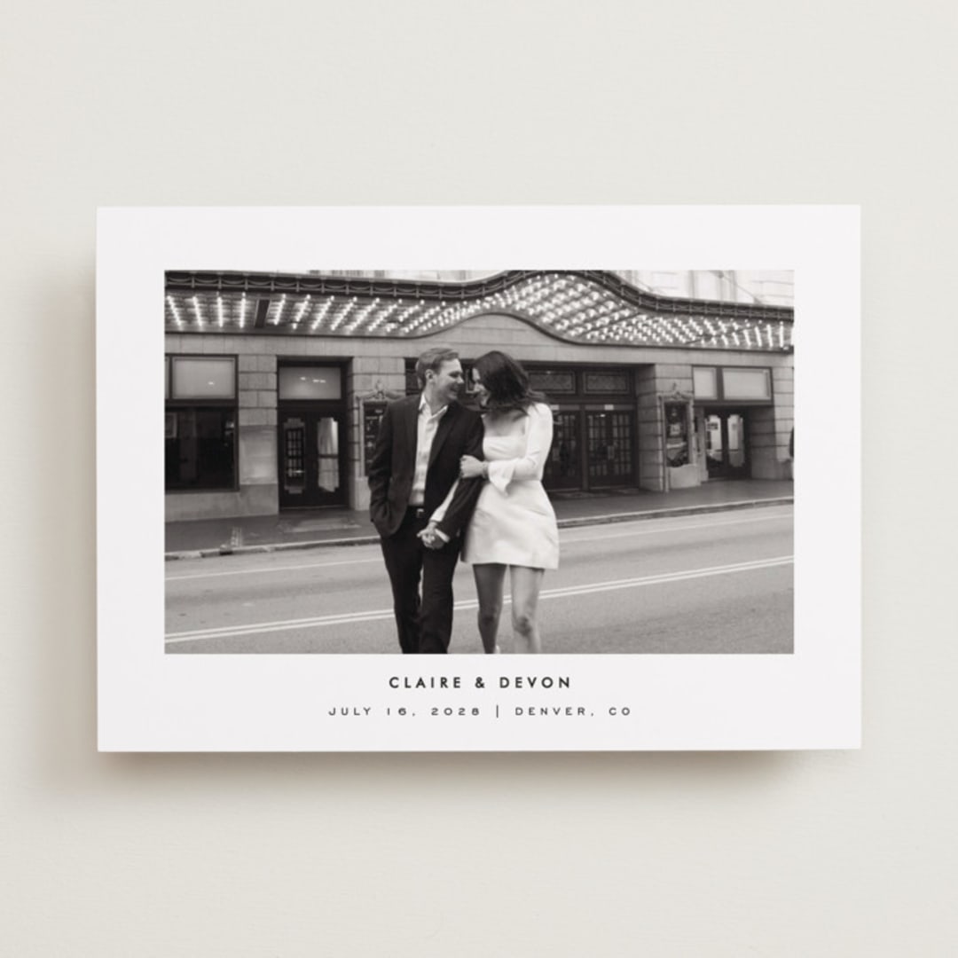 "Framed Minimalist" - Save the Dates in Silk by Kelly Schmidt - Front