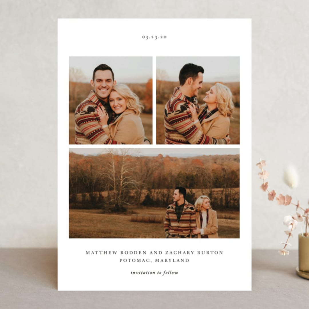 "Simple Bliss" - Save the Dates in Slate by That Girl Press - Front