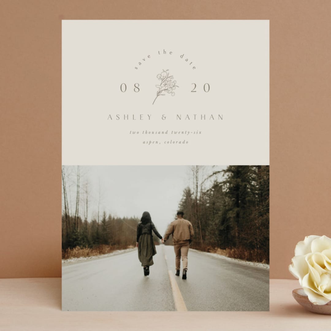 "Botanical Accent" - Save the Dates in Ivory by Airell - Front