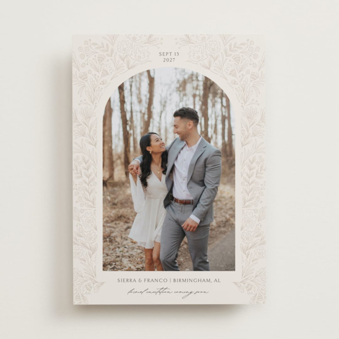"Botanical Arch" - Save the Dates in Sienna by Jen Owens - Front