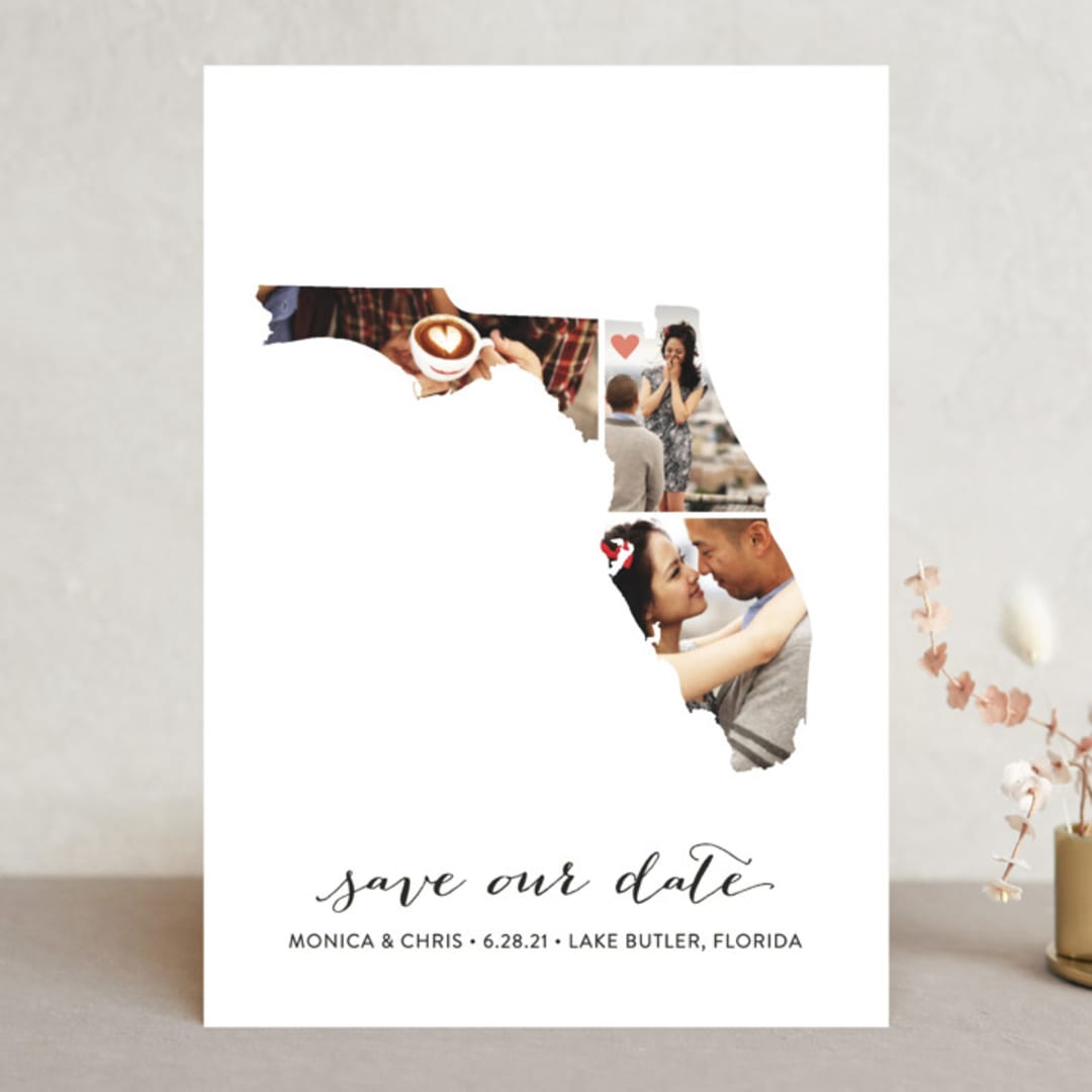 "Florida Love Location" - Save the Dates in Wedding Dress by Heather Buchma - Front