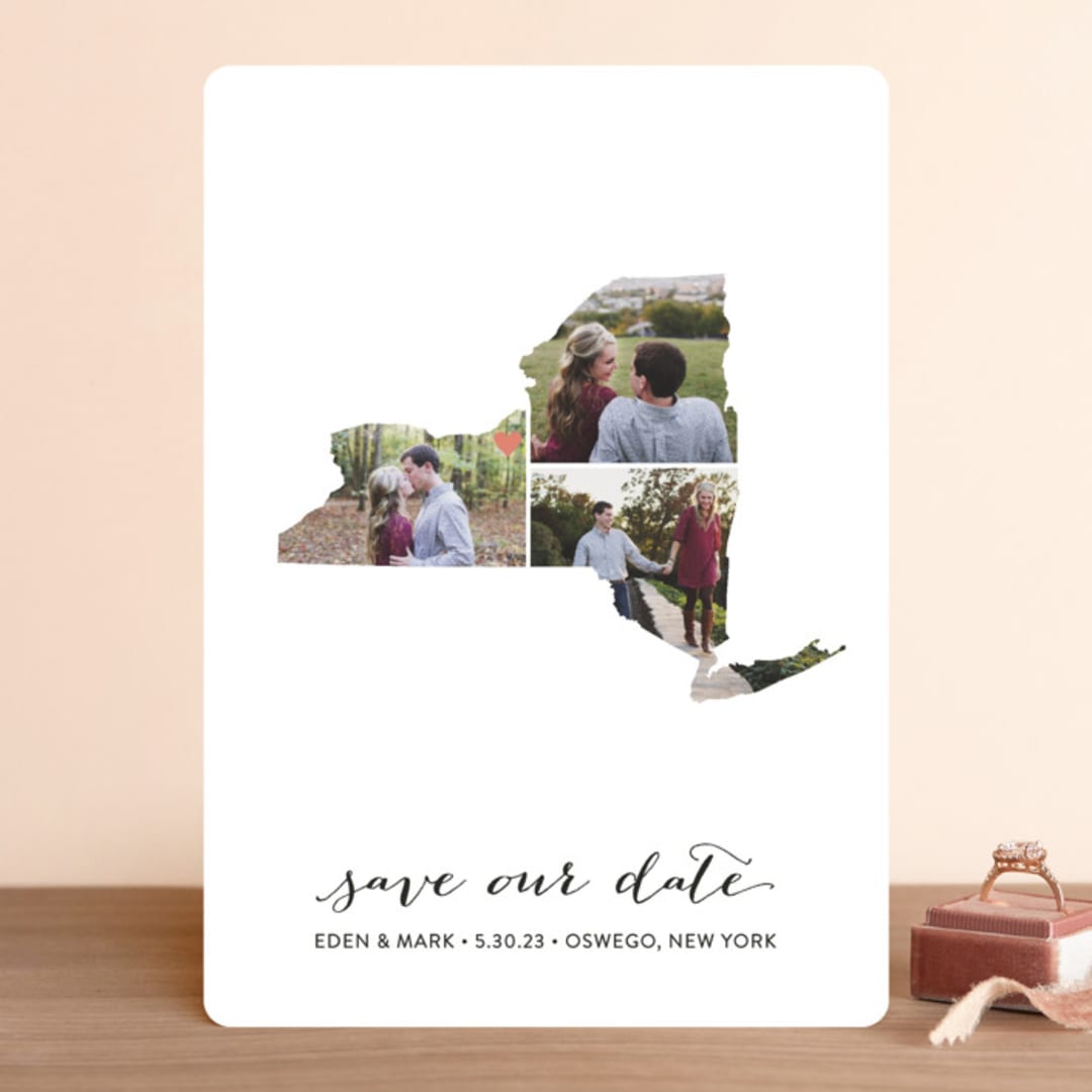 "New York Love Location" - Save the Dates in Wedding Dress by Heather Buchma - Front