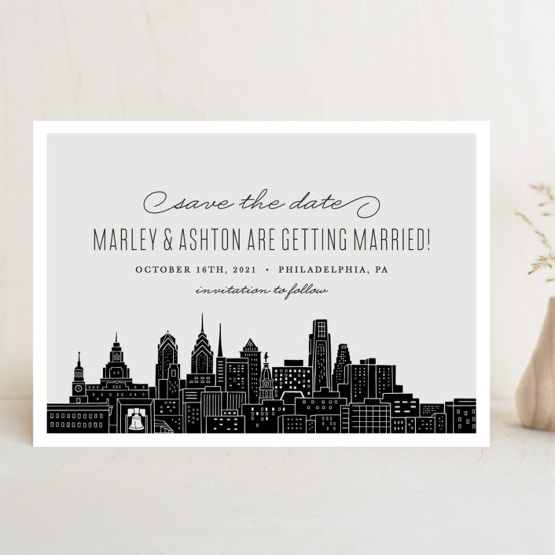 "Big City - Philadelphia" - Save the Dates in Light Taupe by Hooray Creative - Front