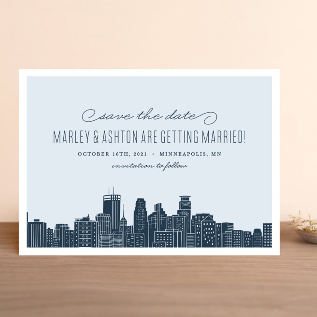 "Big City - Minneapolis" - Save the Dates in Pale Blue by Hooray Creative - Front