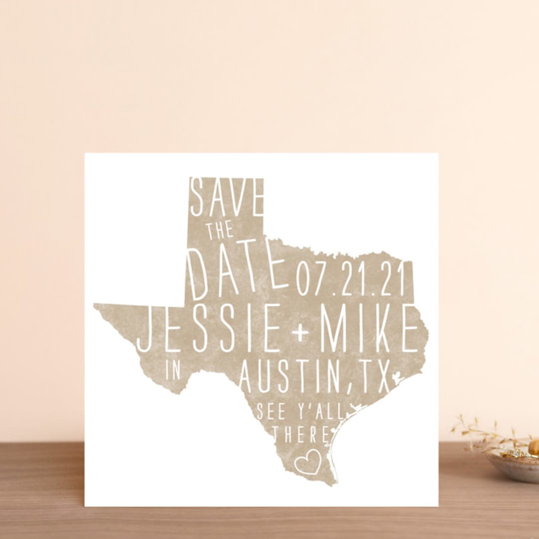 "State Stamp - Texas" - Save the Dates in Kraft by Erin Hodges - Front