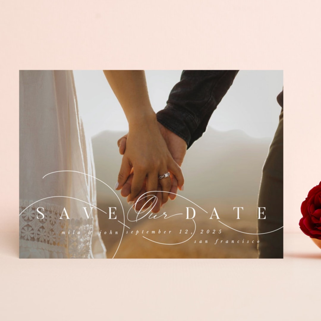 "Sweeping Flourish" - Save the Dates in Ash by Hannah Williams - Front