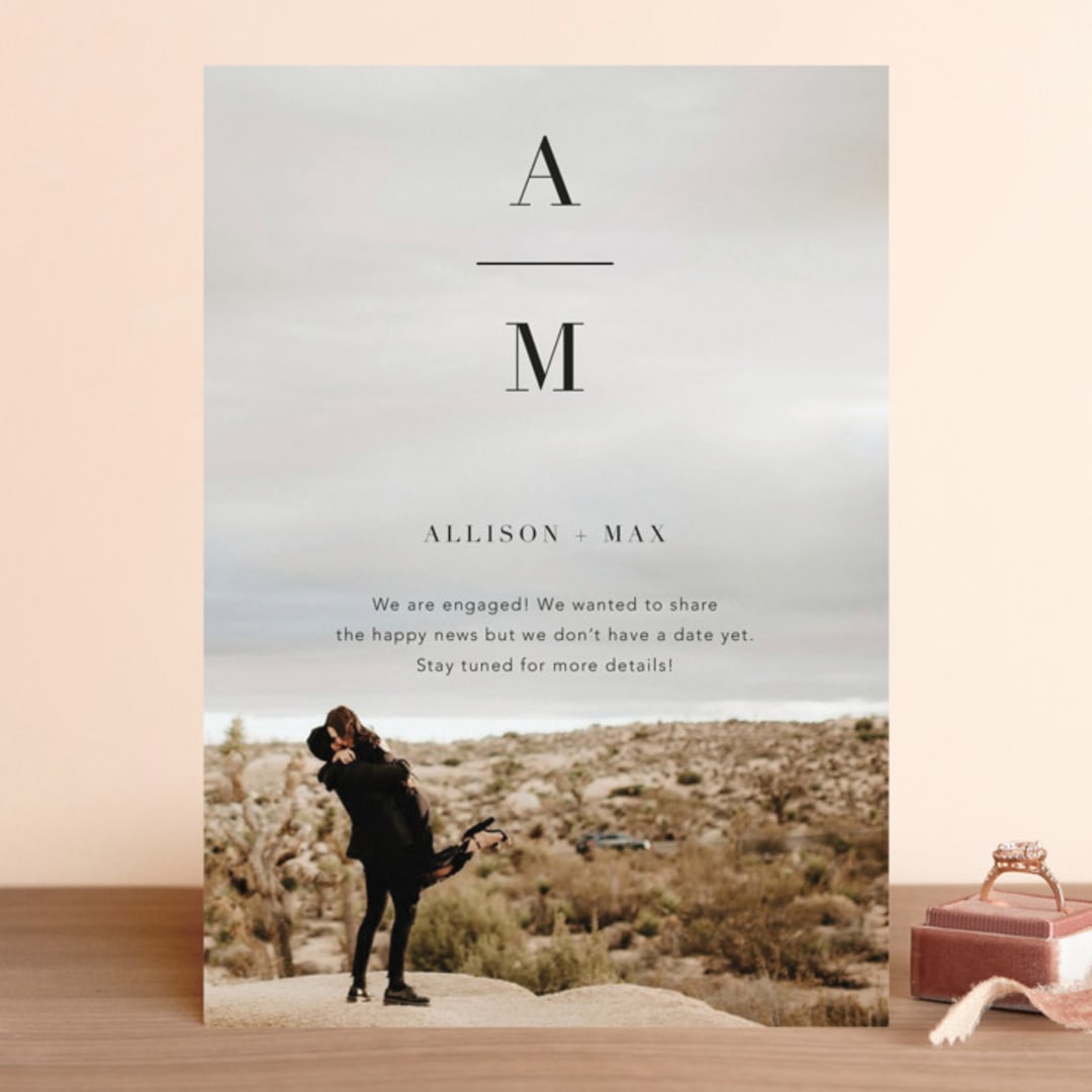 "Stacked Initials" - Save the Dates in Night by Ashley Lopez - Front