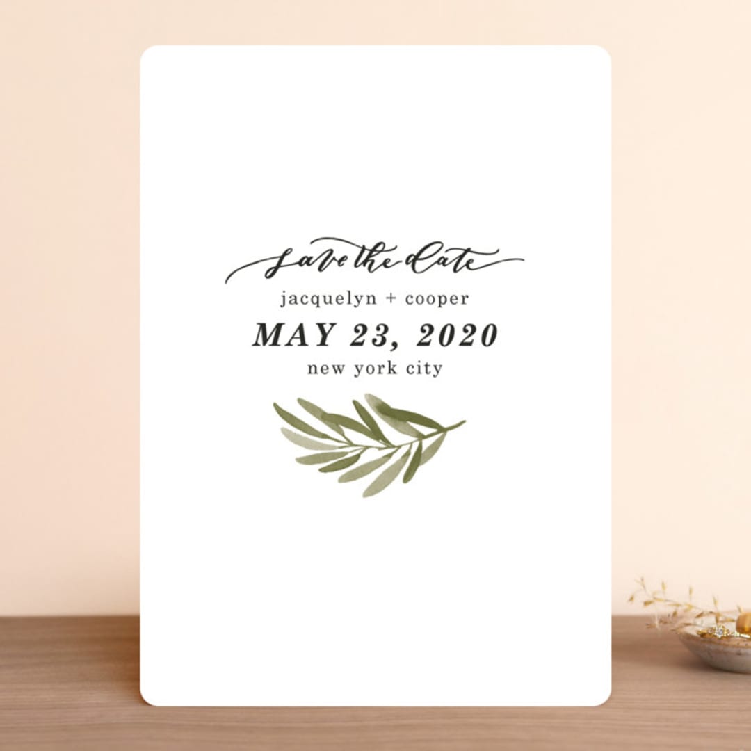 "Olive Branch" - Save the Dates in Olive by Wildfield Paper Co - Front