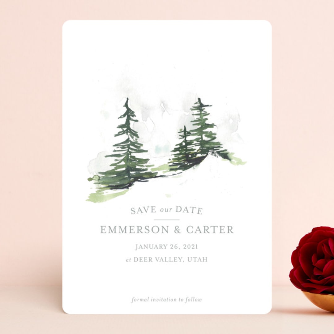 "On the Slopes" - Save the Dates in Fog by Mere Paper - Front