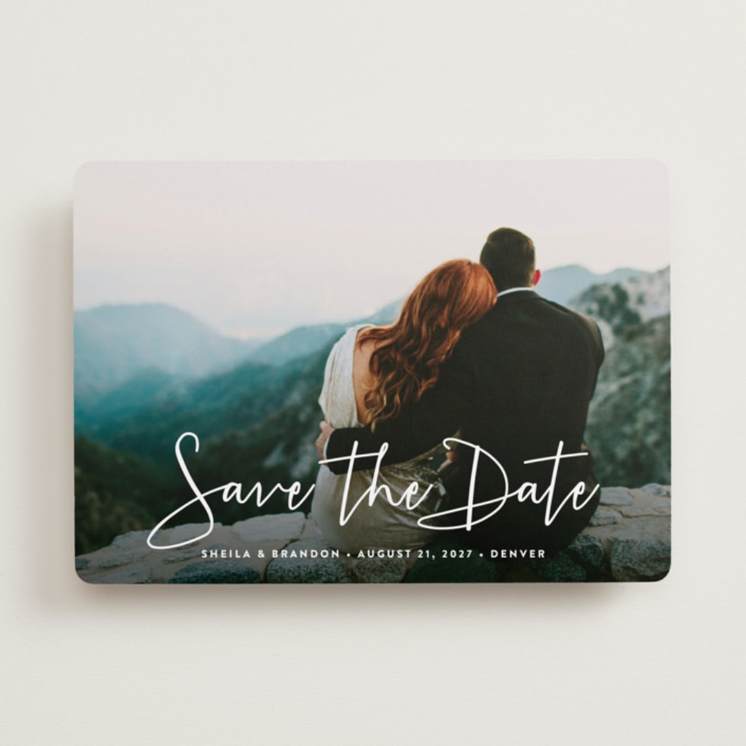 "Stylish Script" - Save the Dates in Cloud by Hooray Creative - Front