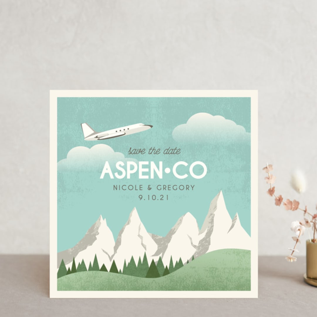 "Travel With Us" - Save the Dates in Snow by Erin Niehenke - Front